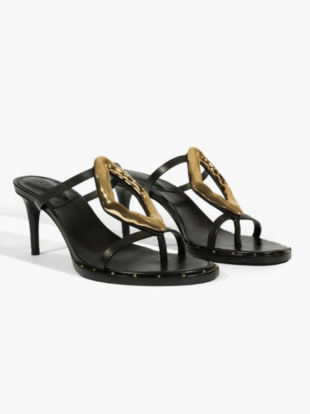 178$ Schutz Amarilis Stiletto Heel Leather Sandals Women's Size 7.5 US Black